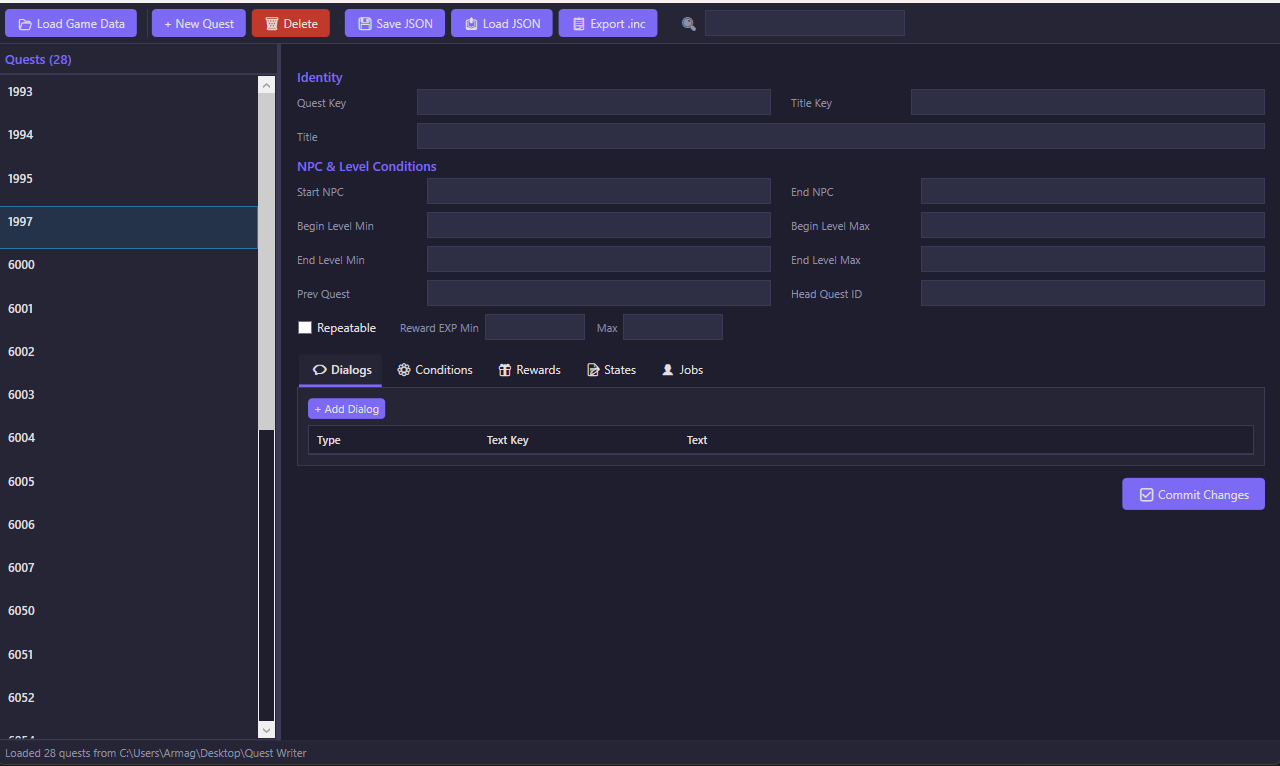 Quest Writer Screenshot